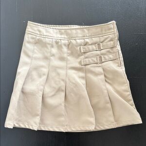 French Toast Tan Pleated Mini Skirt